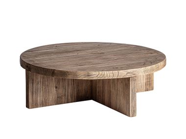 Mesa de centro de café redonda baixa de olmo NORVIK Vical Home