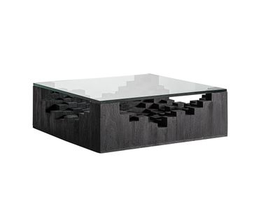 Square wood and glass central coffee table PÈTRIA Vical Home