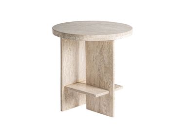 Round travertine side table THIENNES Vical Home
