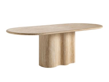 Travertine dining table with central base THIENNES Vical Home