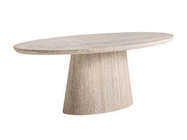 Oval travertine dining table with central base THIENNES Vical Home