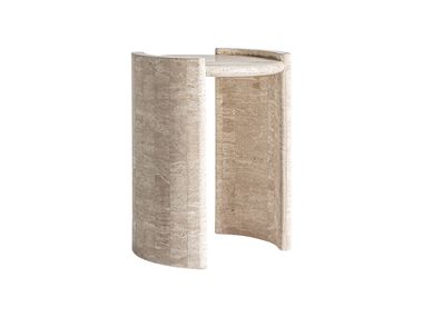 Round travertine side table THIENNES Vical Home