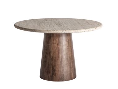 Round travertine dining table with central base VARZI Vical Home