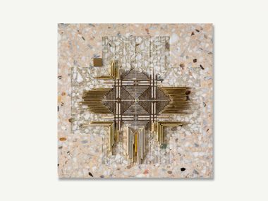 Terrazzo stone artwork with brass ALA BALATA Visionnaire