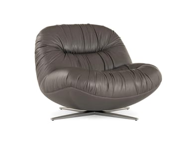 Poltroncina girevole a razze in tessuto e pelle AURA Visionnaire