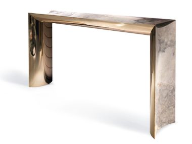 Rectangular console table in marble and stainless steel EKOS Visionnaire