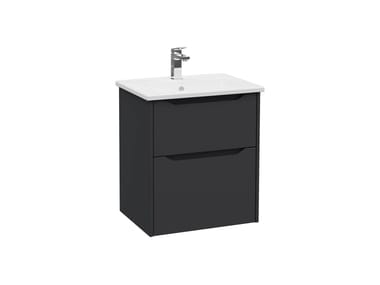 VitrA Bathrooms, INTEGRA SQUARE Mobile lavabo sospeso con cassetti con lavabo integrato
