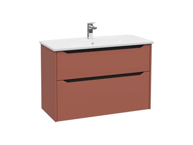 VitrA Bathrooms, INTEGRA SQUARE Mobile lavabo sospeso con cassetti con lavabo integrato