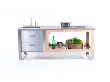 Steel and wood indoor/outdoor kitchen WINDOW C1+C3 By Lgtek