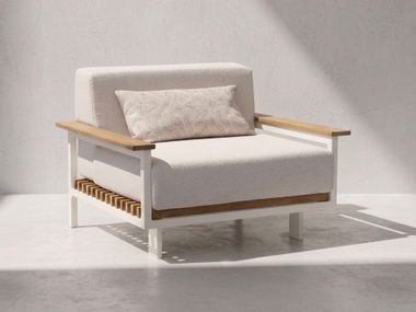 Sessel aus Stoff mit Armlehnen LAY SALINAS LOUNGER IN- & OUTDOOR - TEAK ARMREST WOOMEY & K