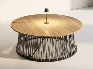 Round oak and rope coffee table UD SERVE LARGE EICHE YWS 100 WOOMEY & K