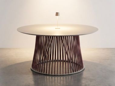 Round aluminium and rope coffee table UD SERVE SMALL XS 100 WOOMEY & K