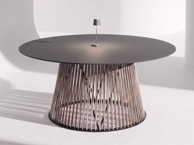 Round aluminium and rope coffee table UD SERVE SMALL XT 120 WOOMEY & K