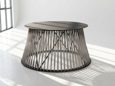 Aluminium and rope coffee table with central base UD SERVE SMALL ZQ 64 WOOMEY & K