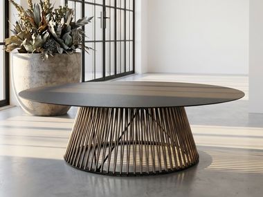 Round aluminium and rope coffee table UD SERVE SMALL ZT 120 WOOMEY & K