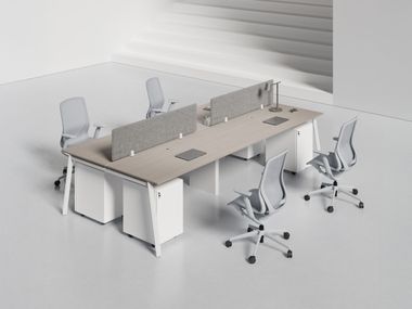 Multiple MDF office workstation with sound absorbing screens AVA 4 FACE TO FACE WORKSPACE