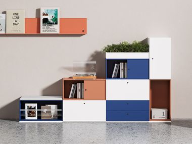Modularer Büroschrank aus Stahl und Holz mit Flügeltüren CUBIQ WORKSPACE
