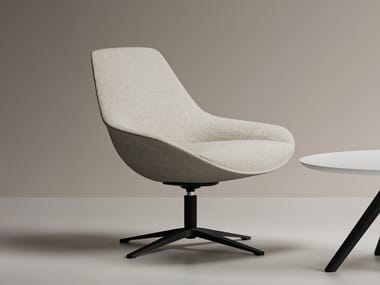 WORKSPACE, KANSAS Poltrona su trespolo girevole in tessuto con braccioli