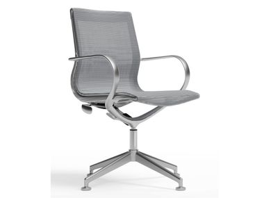Height-adjustable trestle-based aluminium chair with armrests STERLING MESH WORKSPACE