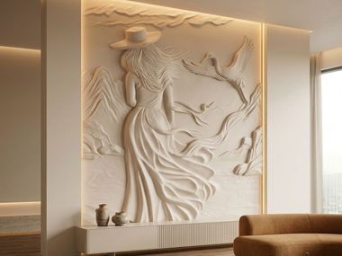 Three-dimensional decorative plaster panel SORROW WallDeco