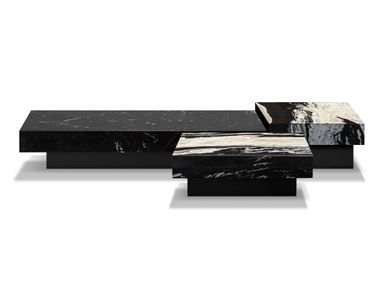 Low rectangular marble coffee table set WE-159 Wayne Enterprises Home Collection