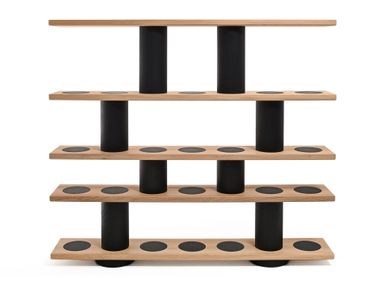 Libreria autoportante bifacciale divisoria in legno BLOK Woak