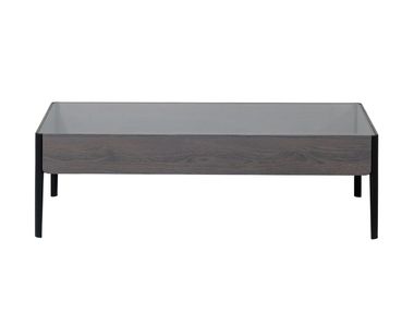Wood and glass coffee table with storage space DIORAMA Woak
