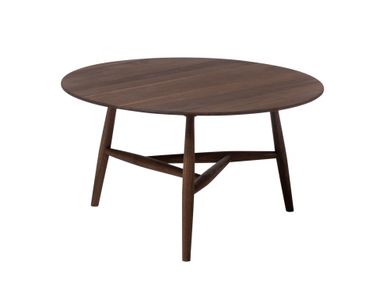 Round wood and glass central coffee table TRIA Woak