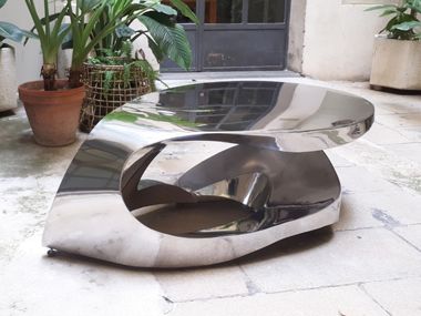 Mesa de centro redonda de aço inox XL CHARMED ICI ET LÀ