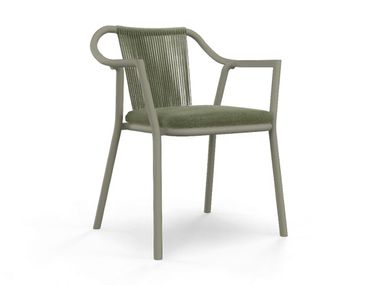 Garden chair in aluminium and rope with armrests MONTE YAAZ
