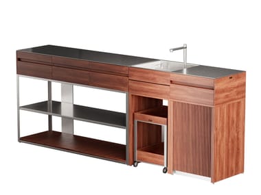YARDCOM, OASIS Cucina da esterno in acciaio inox e legno