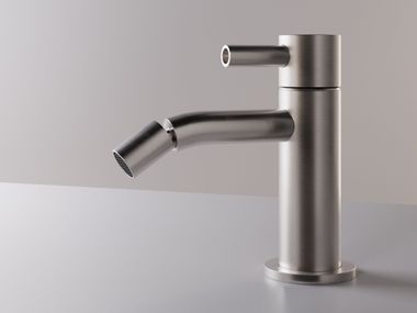 Single handle stainless steel bidet mixer with swivel spout TUBEX ZAZZERI