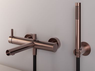 Single handle wall-mounted stainless steel bathtub mixer with diverter TUBEX ZAZZERI