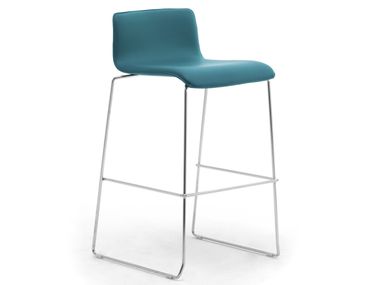 High sled base steel and leather stool ZEROSEDICI Leyform