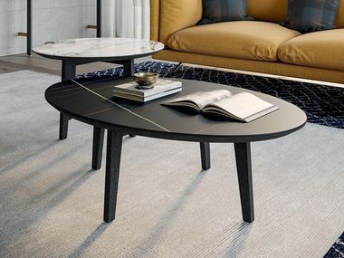 Mesa de centro oval baixa de grés porcelânico ZOE Dall'Agnese