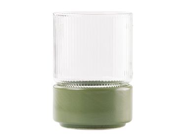 Tumbler aus Borosilikatglas mit Schale aus Steinzeug T-SET Zafferano