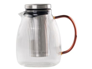 Borosilicate glass and steel teapot T-SET Zafferano