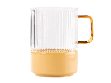 Mug in vetro borosilicato con ciotola in gres T-SET Zafferano