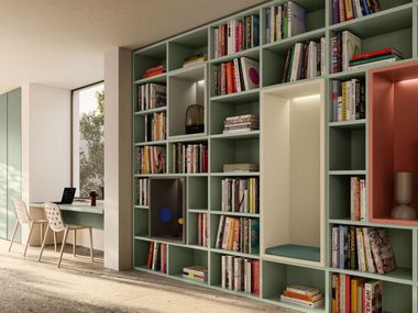 Sectional storage wall with secretary desk FREESPACE SM2629 Zalf