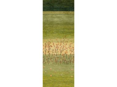 Custom rectangular wool rug with floral pattern FLORA AND MYTHICAL FAUNA ON STRIPES 2 RUNNER Zollanvari