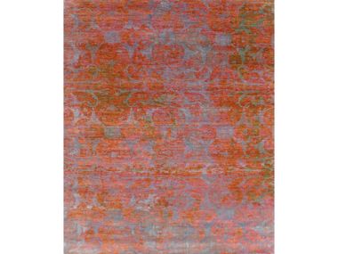 Rectangular wool and silk rug FLORAL MEDALLIONS Zollanvari