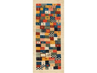 Check rectangular wool rug FRAMED SQUARES REVISITED 1 RUNNER Zollanvari