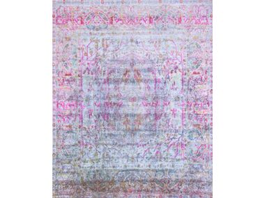 Rectangular silk rug GHOSTED DOUBLE MEDALLION & SCROLLING STEMS Zollanvari