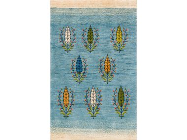Rectangular wool rug with floral pattern NAÏVE GARLANDS & CYPRESSES 1 Zollanvari
