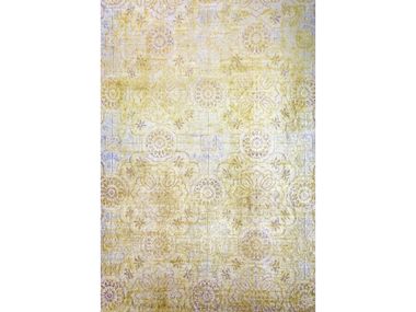 Patterned rectangular silk rug PEONIES & 'CLOUD COLLAR' CARTOUCHES Zollanvari