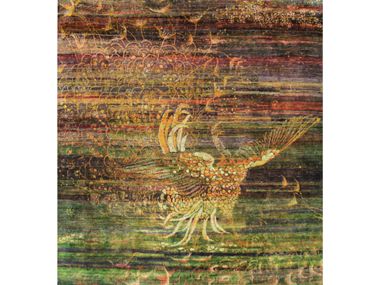 RISING PEACOCK 1 Rectangular wool rug By Zollanvari