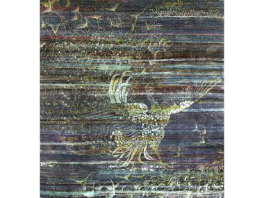 Quadratischer Teppich aus Seide PRANCING PEACOCK 2 Zollanvari