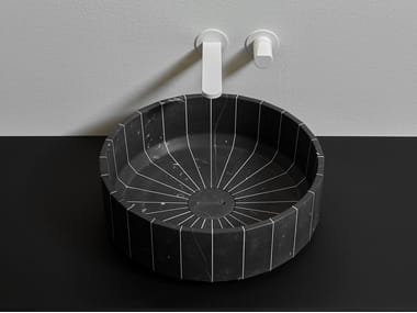 Round single countertop Nero Marquina marble washbasin FONTE