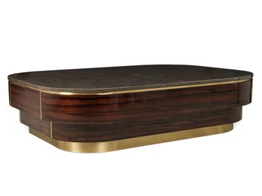 Low rectangular ebony and granite coffee table ALAN JOSÉ LEITE DE CASTRO