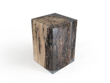 Oak and resin stool / coffee table ANCHOR COLOURLESS Alcarol